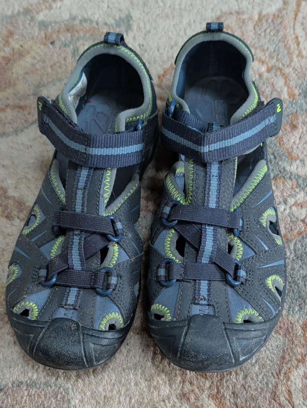 Merrell Kids Navy and Lime Hydro Closed-Toe Water Sandals
